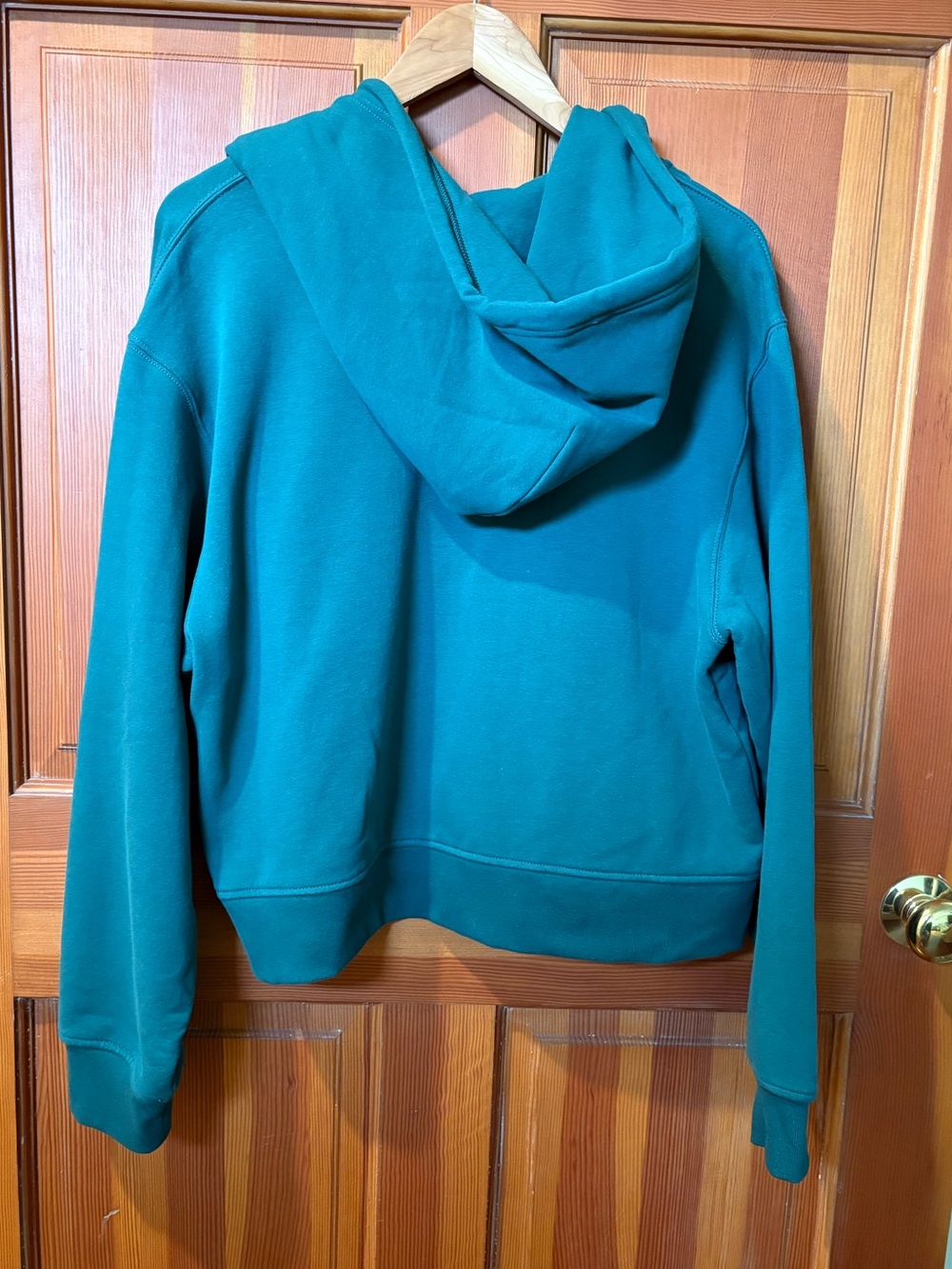 Athleta Forever Fleece Crop Full Zip Hooded Sweatshirt Viridian Green XL - Picture 8 of 10